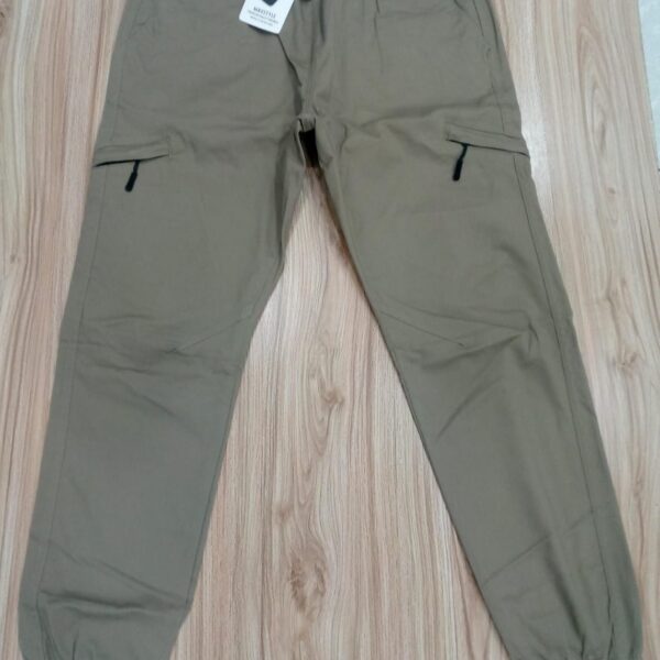 Khaki Cargo Zipper Trousers